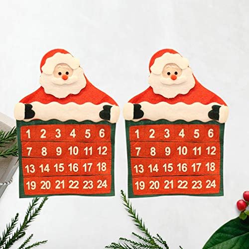 Коледна Украса NUOBESTY 2 елемента Коледен Календар Дядо Коледа Плат Адвент-Календар Окачен Украшение Коледен Календар за Обратно
