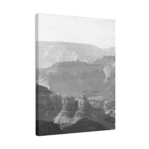 Черно-бял Пейзаж на Гранд Каньон, долно Оттичане 16x20 Матиран Платно, Опъната в рамка, Готов да бъде обесен Оригиналната снимка