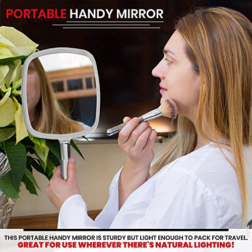 MIRRORVANA Комплект от 5 Големи и Удобни Ръчни огледала - да Купя на Едро евтин за Фризьорски салон, Фризьорски салон или в насипно състояние (Сребро)