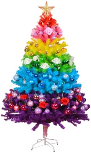 LJFLI Пъстра Коледна Елха 150 см, 180 см Коледен Наклон Индивидуалност Преливащи Дърво, Декорация на Търговски Център Двор Коледна