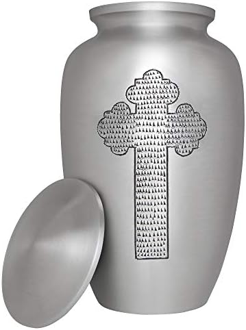 Погребална урна с сребърен кръст от Liliane Memorials - Кремационная урна за човешкия пръст - Алуминий - Подходящ за погребение