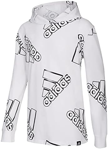 Памучен тениска с качулка с логото на adidas за момчета с дълъг ръкав по цялата дължина