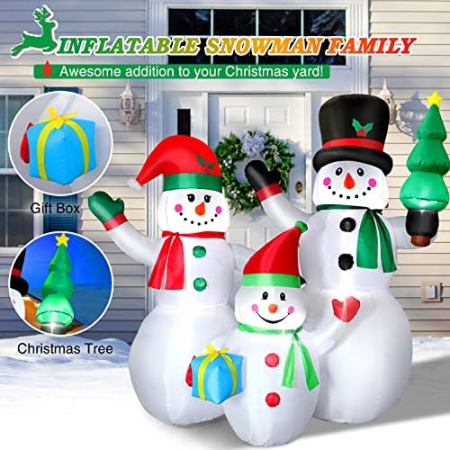 7 ФУТА Големи Коледни Надуваеми Играчки Снежен Семейство Външни Декорации Взриви Декор Двор един Снежен човек Вградени Ярки led