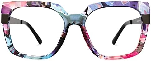 Zeelool Цветя Са Дебели Квадратни Сини Светозащитные Очила за Жени със Защита от UV400 Reeves ZOP02129