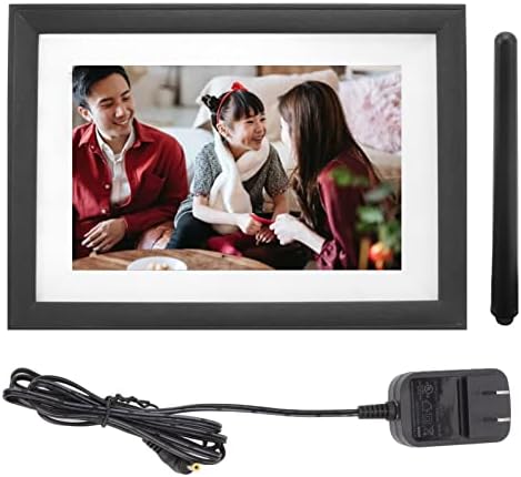 Mothinessto Дигитална рамка за снимки, Пластмаса ABS, Сензорен LCD екран 10.1 инча, Електронен албум, Вграден високоговорител, приложение за споделяне на снимки, памет 16G, Wi-Fi с