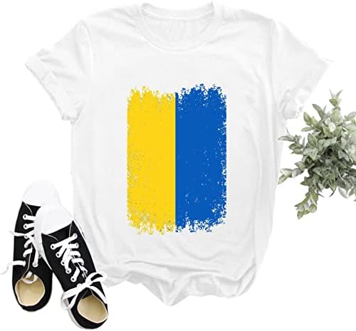 Ризи за Бягане с къс ръкав, Дамски Потници и Тениски с Принтом Украинския Флаг, Къса Блуза С Мъжки ръкав, Дамски