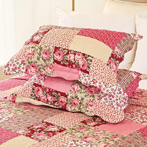 Cmfshape Летен Комплект спално бельо King Size с цветен Модел, Романтичен Комплект Стеганого одеяла с Червена Роза, Сменное Покривки