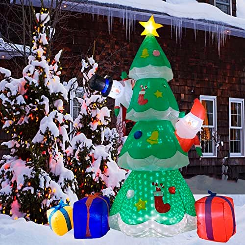 7-Подножието на Надуваеми Коледни декорации за външно двор със светодиоди, Надуваеми Външни Коледни Елхи за декор на двора с помощта