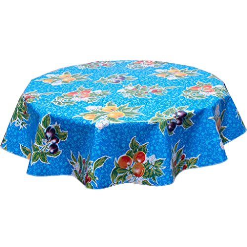 Кръгла Покривка от клеенки цвят, градински чай с лунички сливово-син цвят (68 см)