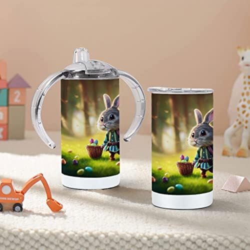 Готина Чаша За Sippy с образа на Великденския Заек - Печатна Детска чаша За Sippy - Готина чаша За Sippy