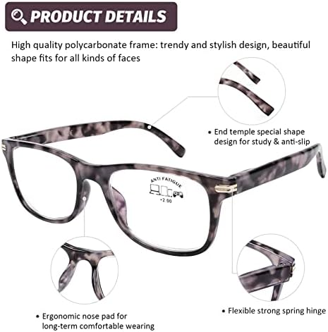 Очила за четене DOOViC, 4 опаковки, от Синя Светлина, Блокиране на Пружинни Панти, Модерен Класически Компютърни Ридеры за жени и Мъже, Защита От Пренапрежение на очите,