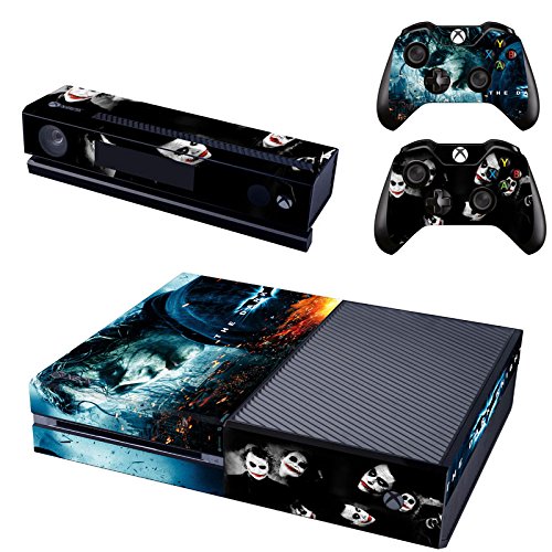 Кожа /Стикер конзола REYTID + 2 Етикети на контролера и филм Kinect, Съвместими с Microsoft Xbox One - Пълен комплект - Жокера Батман