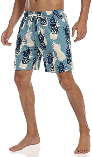 Мъжки Бански от нетъкан текстил с Компрессионной подплата, бързо съхнещи Хавайски Бански костюми 2 в 1, Плажни къси Панталони с