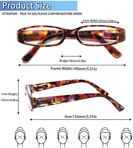 Очила за четене Kerecsen, 5 Чифта, Дамски Модни Очила с Пружинным тръба на шарнирна Връзка за Четене за Жени
