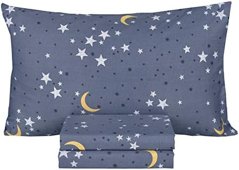 Комплект спално бельо Scientific Sleep Moon & Stars за момчета и Момичета от памук, 3 предмет, комплект спално бельо за деца-тийнейджъри,