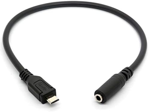 GLHONG Micro USB Plug 3.5 мм Женски AUX аудио кабел Кабел за Адаптер, Слушалки Активен Скоба за Микрофон Микрофон (25 см)