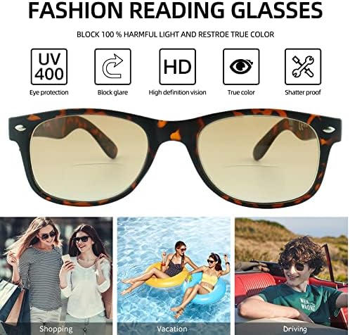 Специални Бифокални очила за четене за Жени и Мъже, 2 опаковки Слънчеви очила в Пружинном Панта с Тъмни лещи, защита от UV400