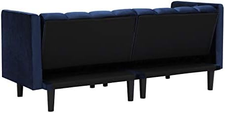 Закопчалка Кадифе легло-futon LCH, Модерен разтегателен диван с 2 възглавници, 3 Регулируеми ъгли на наклона на облегалката, Диван