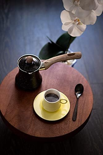 Чаша за кафе еспресо, турско–обем 2 унции с чинии - набор от разноцветни кафеени чаши от 12 елементи в кутия за подарък– чаши за Кафе от професионално порцелан – еле?