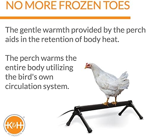 K&H Pet Products Термообогреватель за пилета на кокоши насесте за курятников, Предотвратява Замръзване на пилешки пръсти, Аксесоари