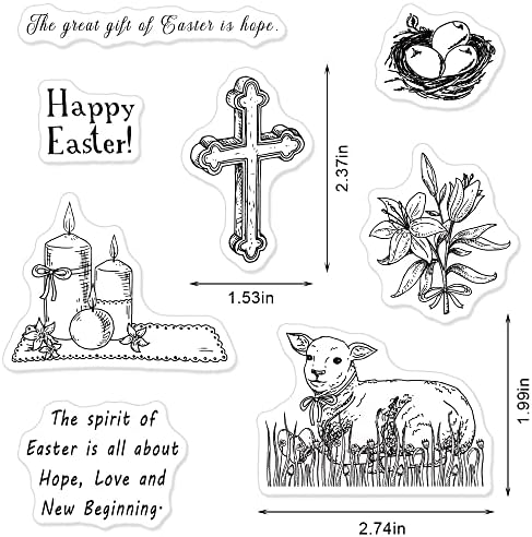 Великден Исус на Кръста Лилия Прозрачни Печати за Направата на Картички, Великденски Думи Козел Животно Прозрачни Гумени Печати