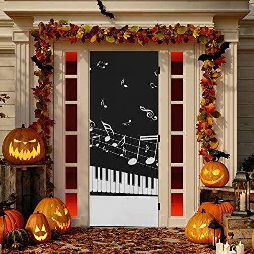 Декоративен Гараж ENEVOTX Вратата Абстрактна Илюстрация на Клавишите на Пианото Музикални Ноти Врати Покритие Здрав Плат Пълни с