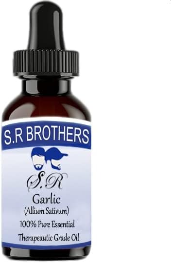 S. R Brothers Чесън (Allium Sativum) Чисто и Натурално Етерично масло Терапевтичен клас с Капкомер 50 мл