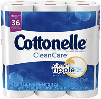Тоалетна хартия Cottonelle CleanCare, Здрава Кърпа за вана, 18 Двойни Ролки