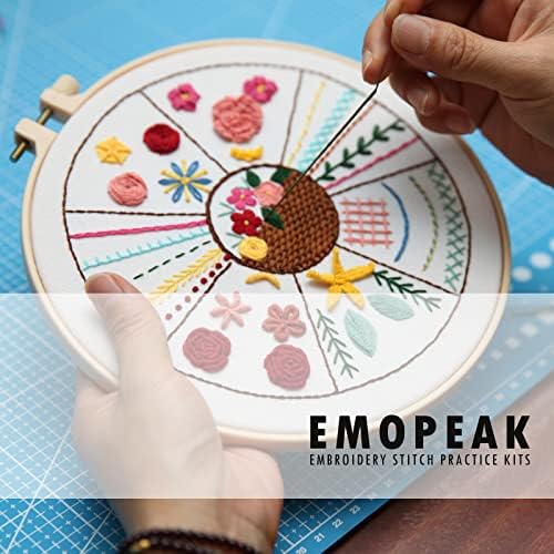 Emopeak 3 Серии, определени за практикуване на бродерия бод за начинаещи, комплект за бродиране на животните в бамбукова рамка,