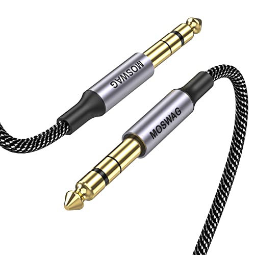 MOSWAG 1/4 Инчов кабел TRS 6,6 фута/2 м, Инструментален кабел TRS 1/4 Инча, Допълнителен аудио кабел Балансиран Стереозвука Hi-Fi,