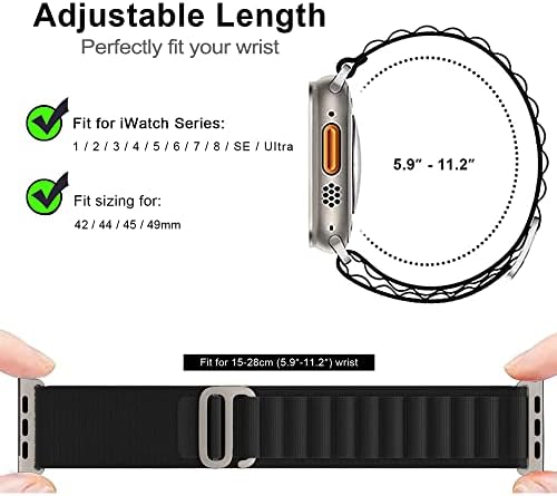Въжета MATCHEASY Alpine Solo Loop, съвместими с Apple Watch 49 мм 45 мм 44 мм 42 мм, Еластична Регулируема Ракита найлон дъвка,