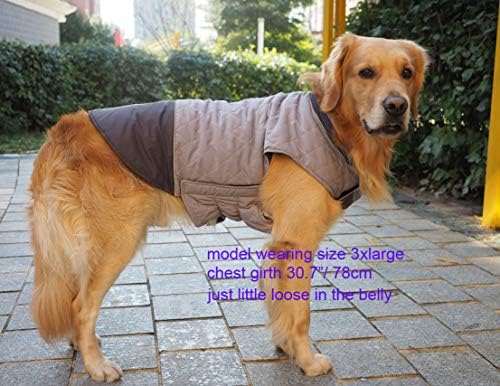 Зимна Ветрозащитная Водоустойчив Двустранен яке за кучета BONAWEN за студено време (Сив, L)