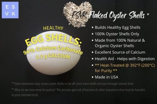 Храни калциев добавка ESVK за пилета и птици | за полезни яйца, Естествена люспи от стриди скорлуп - 8 лири (опаковка от 1 броя)