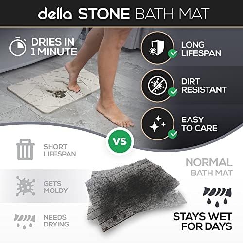 Подложка за вана Della Premium Stone - Суперпоглощающий подложка за душ с диатомовой земята - Быстросохнущий камък за пода в банята