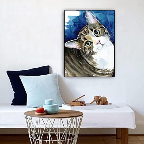 KAKONLA Diamond Art Kit, Диамантена Живопис Happy cat, 5D Мозайка Сладък котка, Ръчна работа с пълна вложка от мъниста, Комплекти