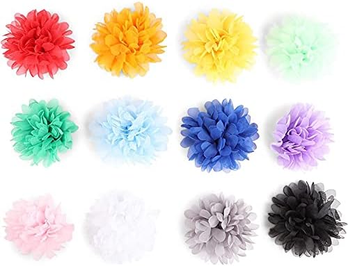 Изкуствени цветя от шифоновой плат за занаяти собствените си ръце, превръзка на главата с цветя за момичета, 12 цвята (4 инча, 24