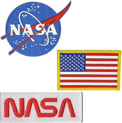 Комплект от 6 теми, Ивици Астронавти на НАСА, Флаг на САЩ Космическа Совалка, Желязо/Шият за яке, раница, Шапки - Бродирани Апликации